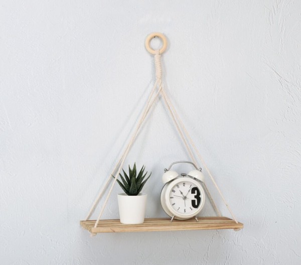 Prateleira com Corda Diagonal Nature 30x12x38cm Madeira