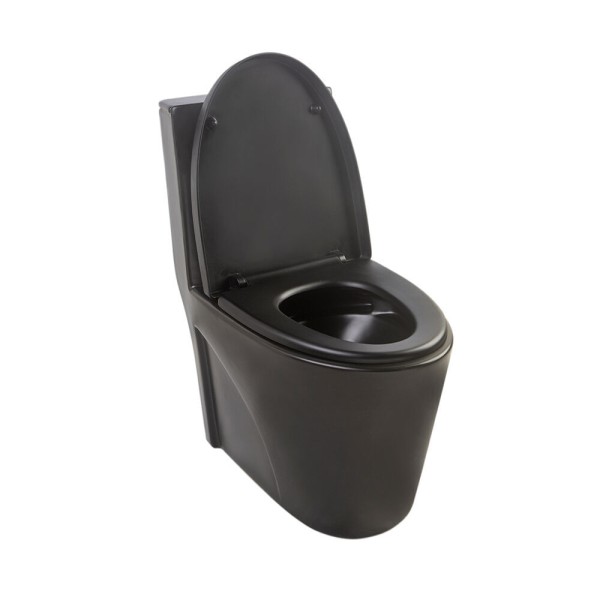 Encontraproduto.com.br - Kit Bacia com Caixa Roma Monobloco Preto Matte Quadrado 3l/6l Addra