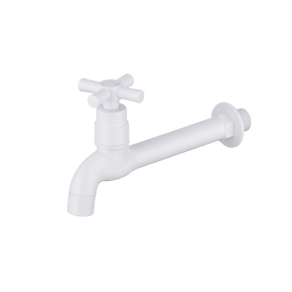 Encontraproduto.com.br - Torneira ABS Branco de Parede Fixa longa Hidrofama