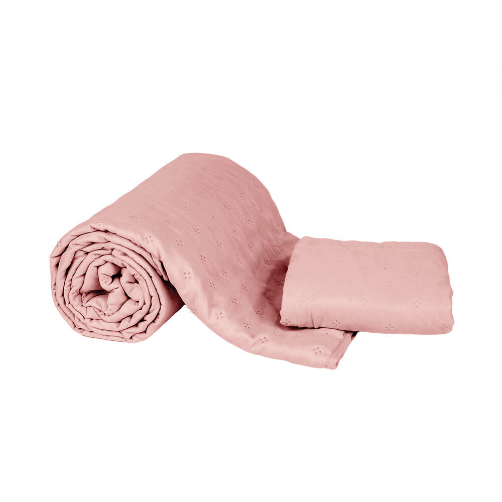 Encontraproduto.com.br - Jogo Colcha de Solteiro 160x240cm Dreams Rose Retangular Diagonal