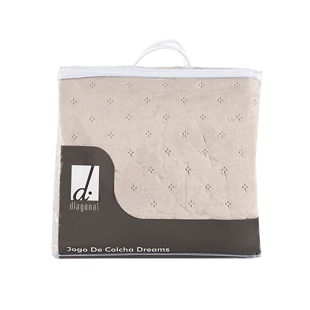 Encontraproduto.com.br - Colcha Queen 280x260cm Dreams Bege Retangular Diagonal