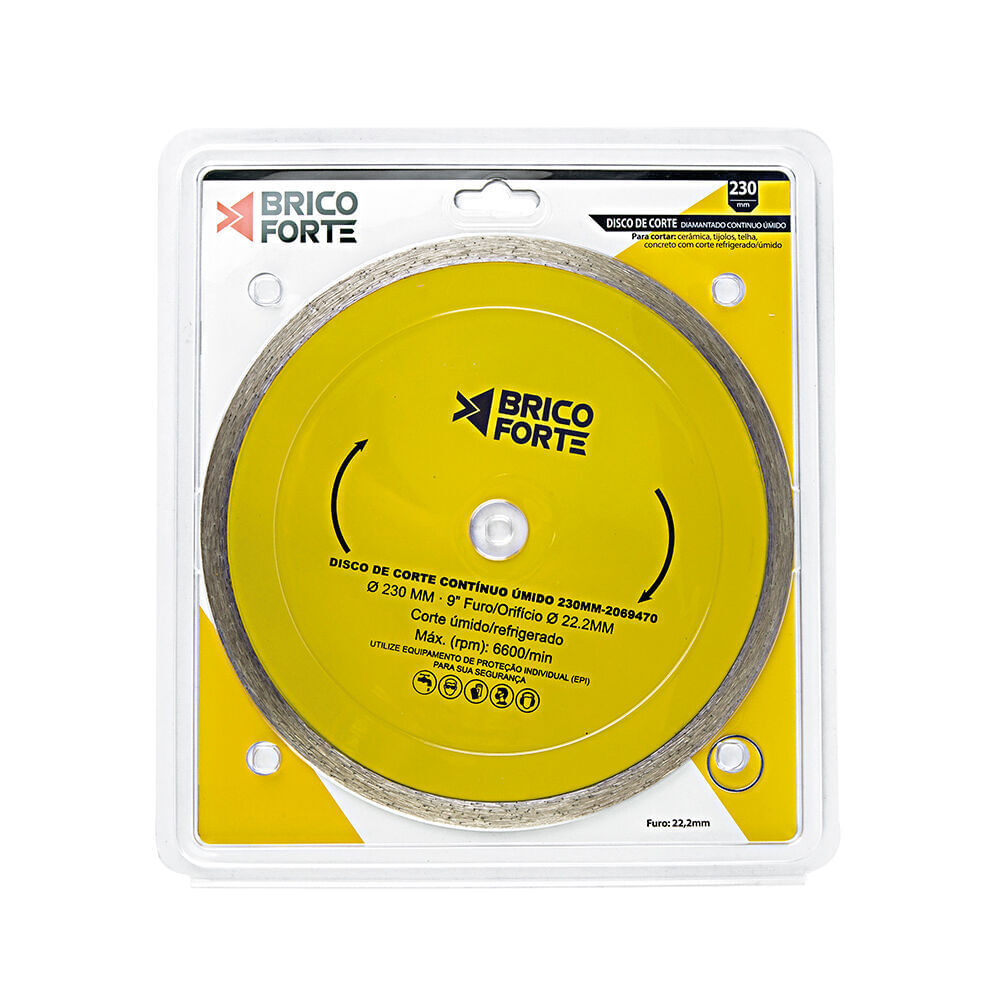 Disco Corte Dimantado Continuo Úmido 230mm Brico Forte