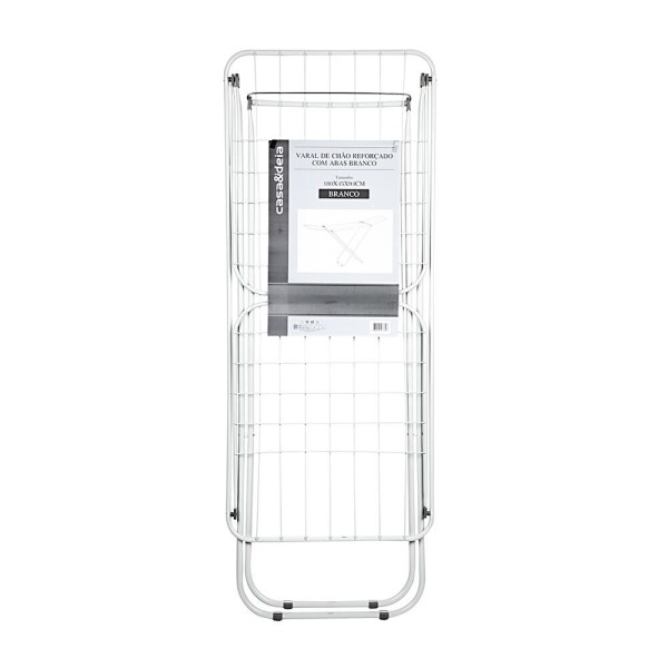 Encontraproduto.com.br - Varal de Chão Reforçado Com Abas Cinza e Branco Casa&ideia