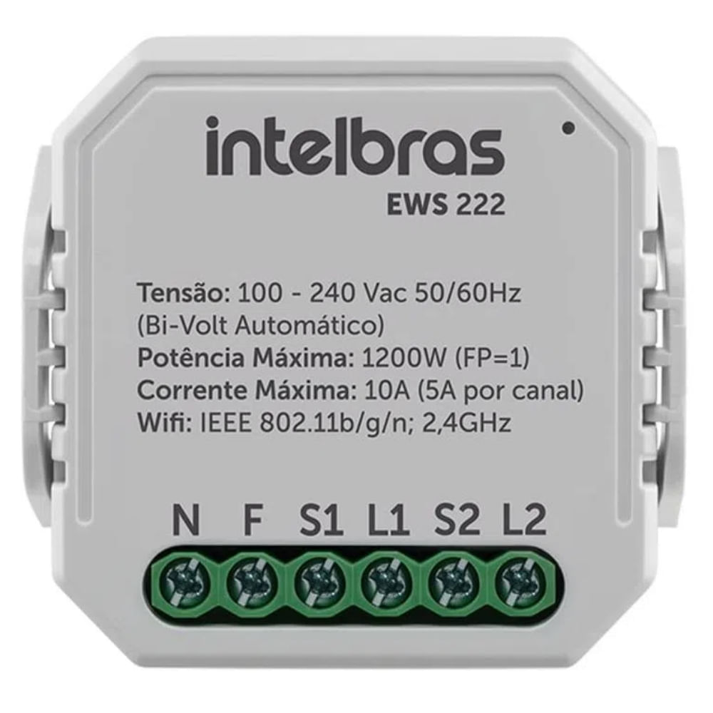 Encontraproduto.com.br - Interruptor Controlador de Cargas Wifi 2/2 EWS 222 Intelbras