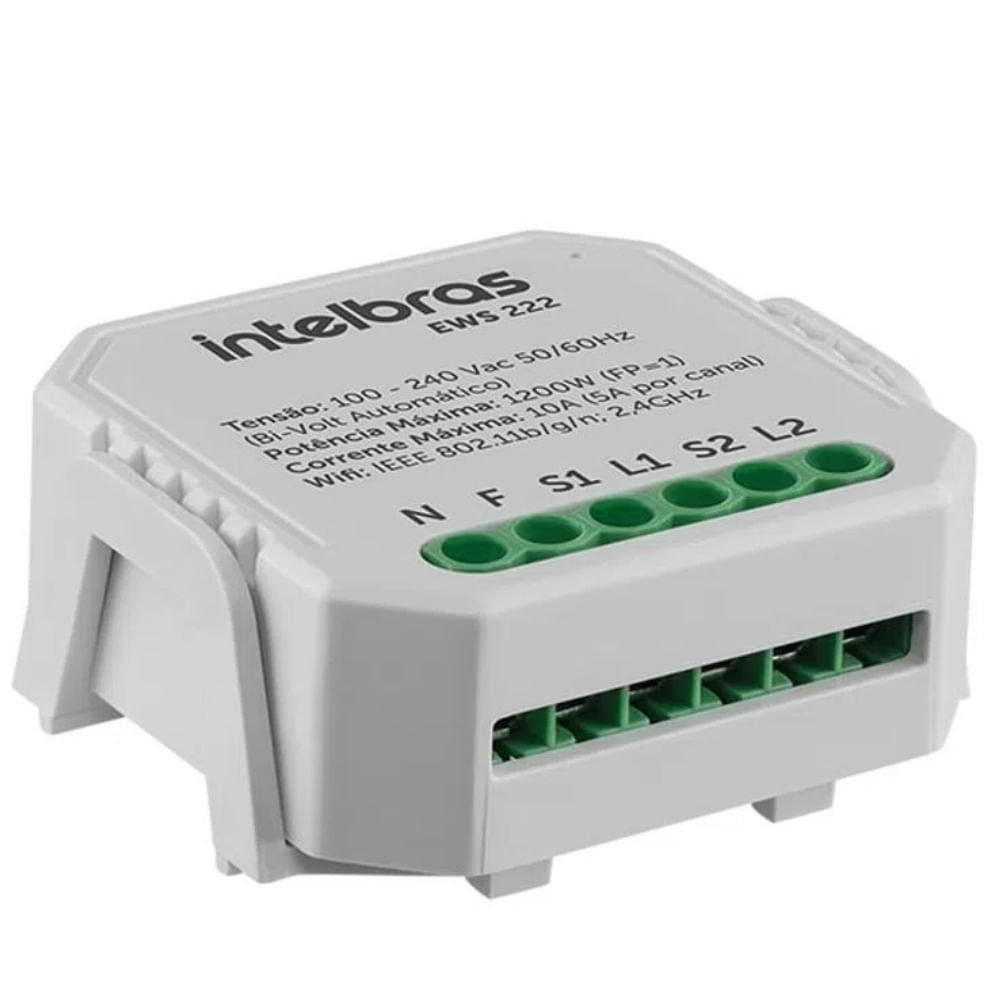 Encontraproduto.com.br - Interruptor Controlador de Cargas Wifi 2/2 EWS 222 Intelbras
