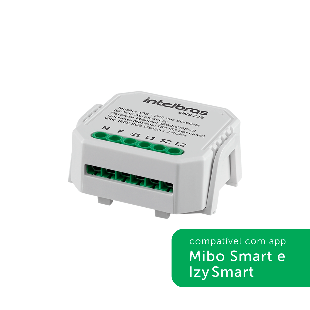 Encontraproduto.com.br - Interruptor Controlador de Cargas Wifi 2/2 EWS 222 Intelbras