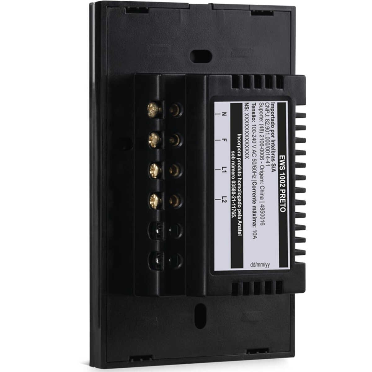 Encontraproduto.com.br - Interruptor Touch Smart WiFi 2 botoes EWS 1002 Preto - Intelbras