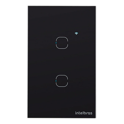 Encontraproduto.com.br - Interruptor Touch Smart WiFi 2 botoes EWS 1002 Preto - Intelbras