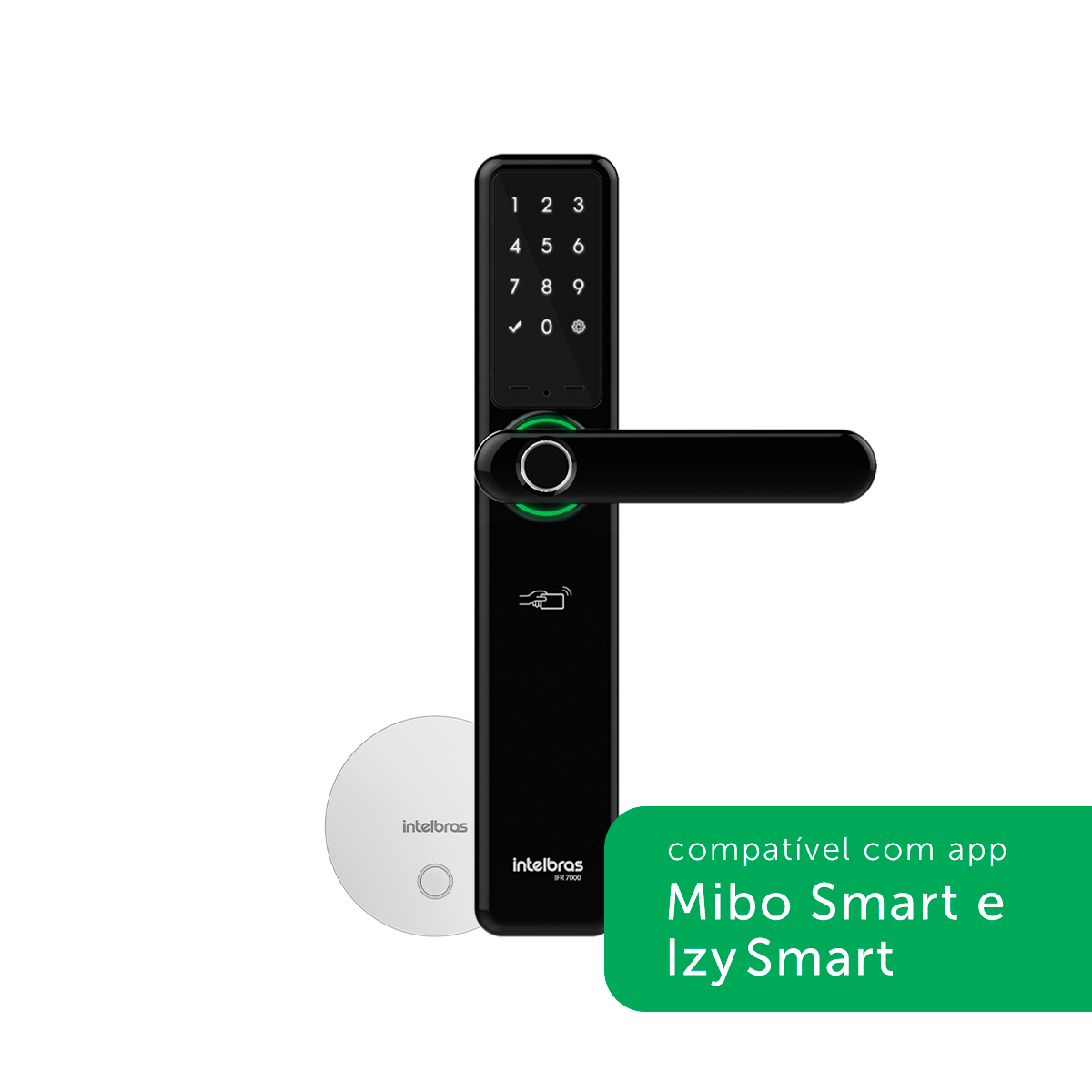 Encontraproduto.com.br - Fechadura Inteligente Embutir com Biometria IFR 7000+ Preta Intelbras