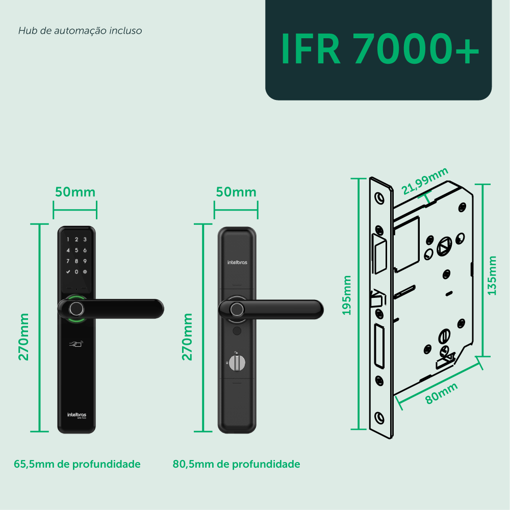 Encontraproduto.com.br - Fechadura Inteligente Embutir com Biometria IFR 7000+ Preta Intelbras