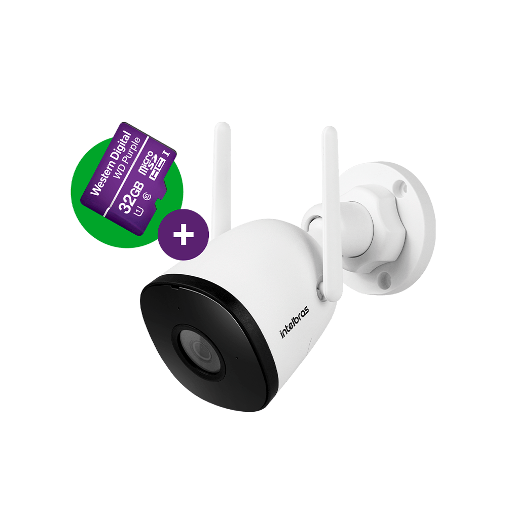Encontraproduto.com.br - Câmera Inteligente Externa Full HD iM5 SC com MicroSD 32GB Branca Intelbras