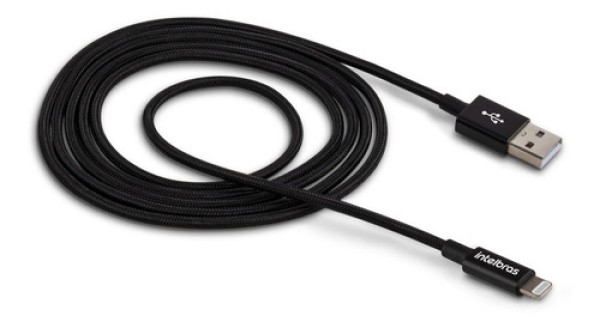 Cabo USB - Lightning 1,5m Nylon Preto Intelbras EUAL 15NP