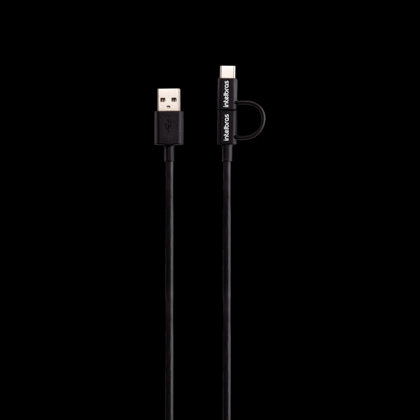 Encontraproduto.com.br - Cabo USB - Micro USB + USB-C 1,2m PVC Preto Intelbras EUABC 12PP