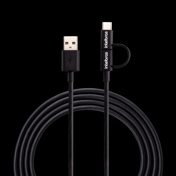 Encontraproduto.com.br - Cabo USB - Micro USB + USB-C 1,2m PVC Preto Intelbras EUABC 12PP