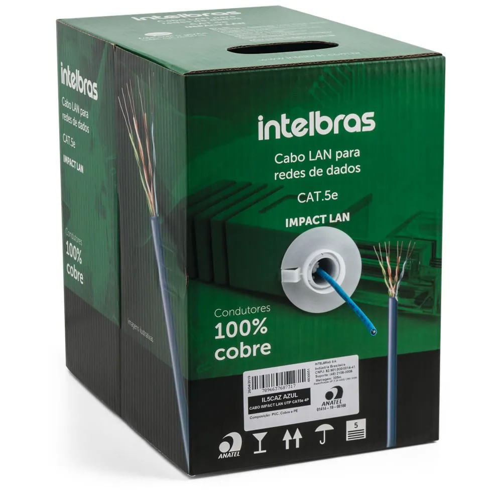 Encontraproduto.com.br - CABO DE REDE LAN CAT5E UTP INTELBRAS, CMX 305M IMPACT 4P - CINZA