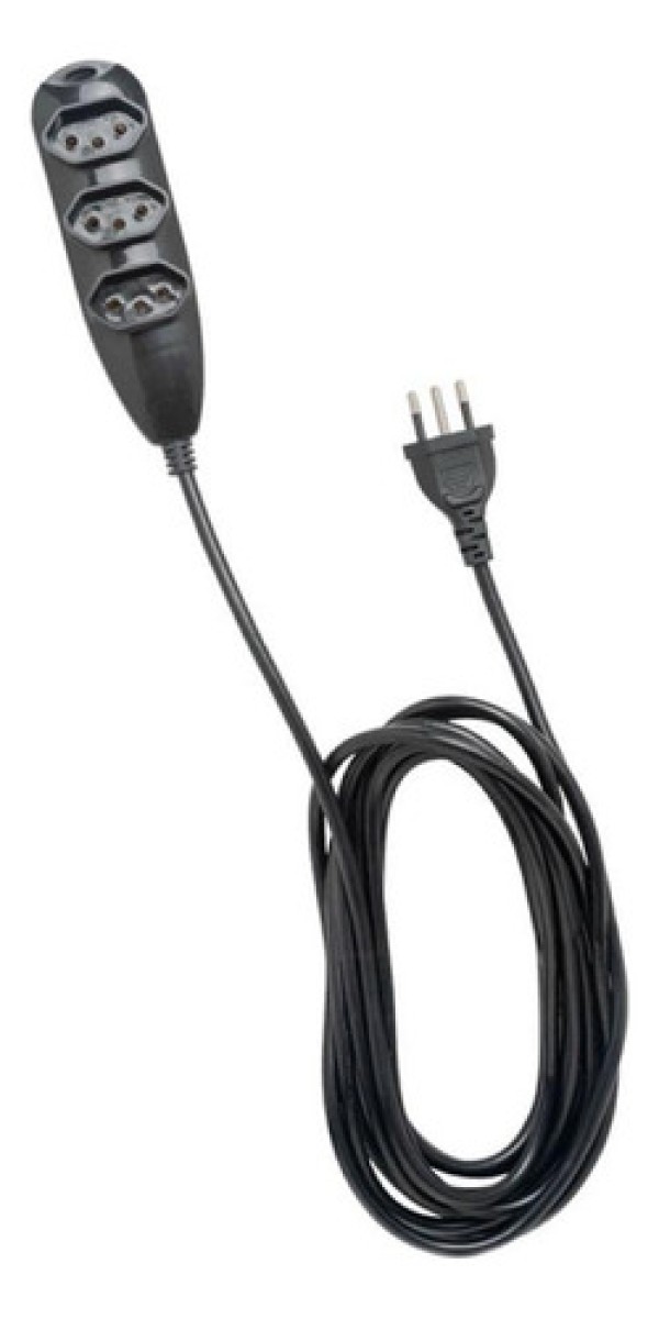 Extensão Elétrica 3 Tomadas 3 Pinos 10a 5m Intelbras Ext 3005 Preta