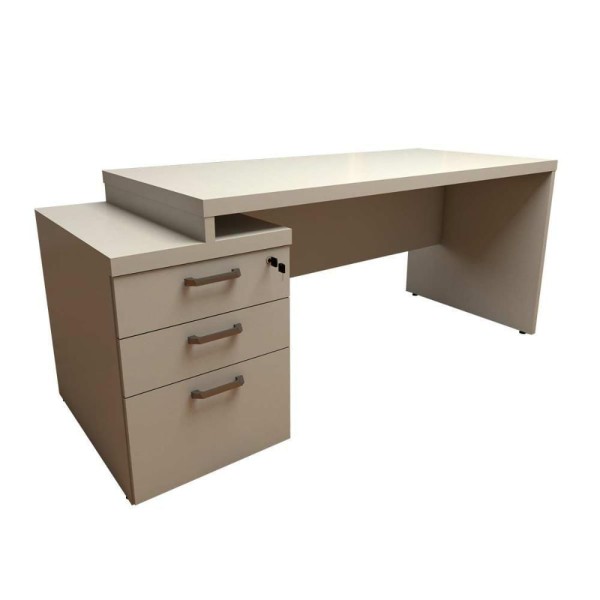 Encontraproduto.com.br - Mesa De Escritório Extensível 170cm A 192cm Com Gaveteiro cinza Claro Cinza Claro