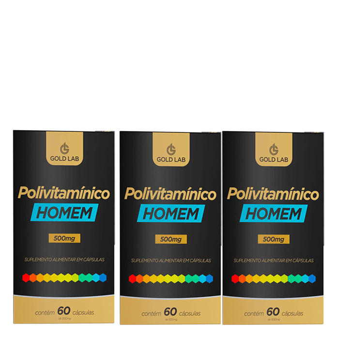 Kit C/3 Polivitamínico Homen C/60 Cápsulas - Gold Lab