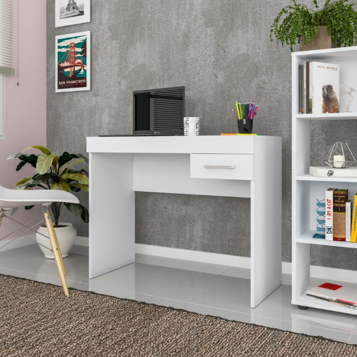 Encontraproduto.com.br - Mesa Notebook Artely Com Gaveta Cooler Cor Branco
