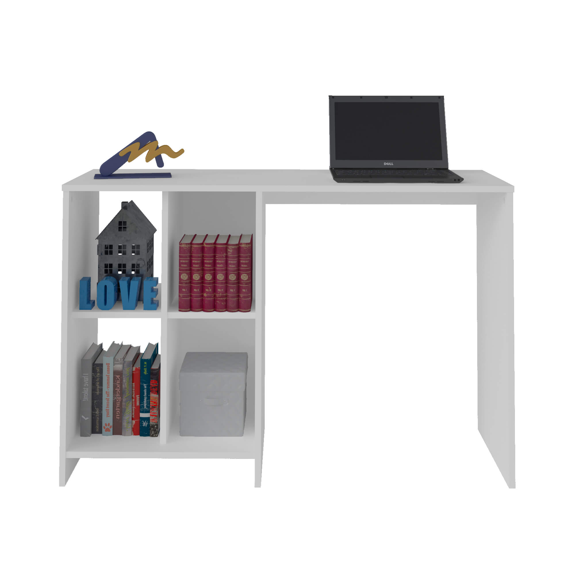 Encontraproduto.com.br - Escrivaninha / Mesa para Notebook Matrix Branco e 4 Nichos - Artely