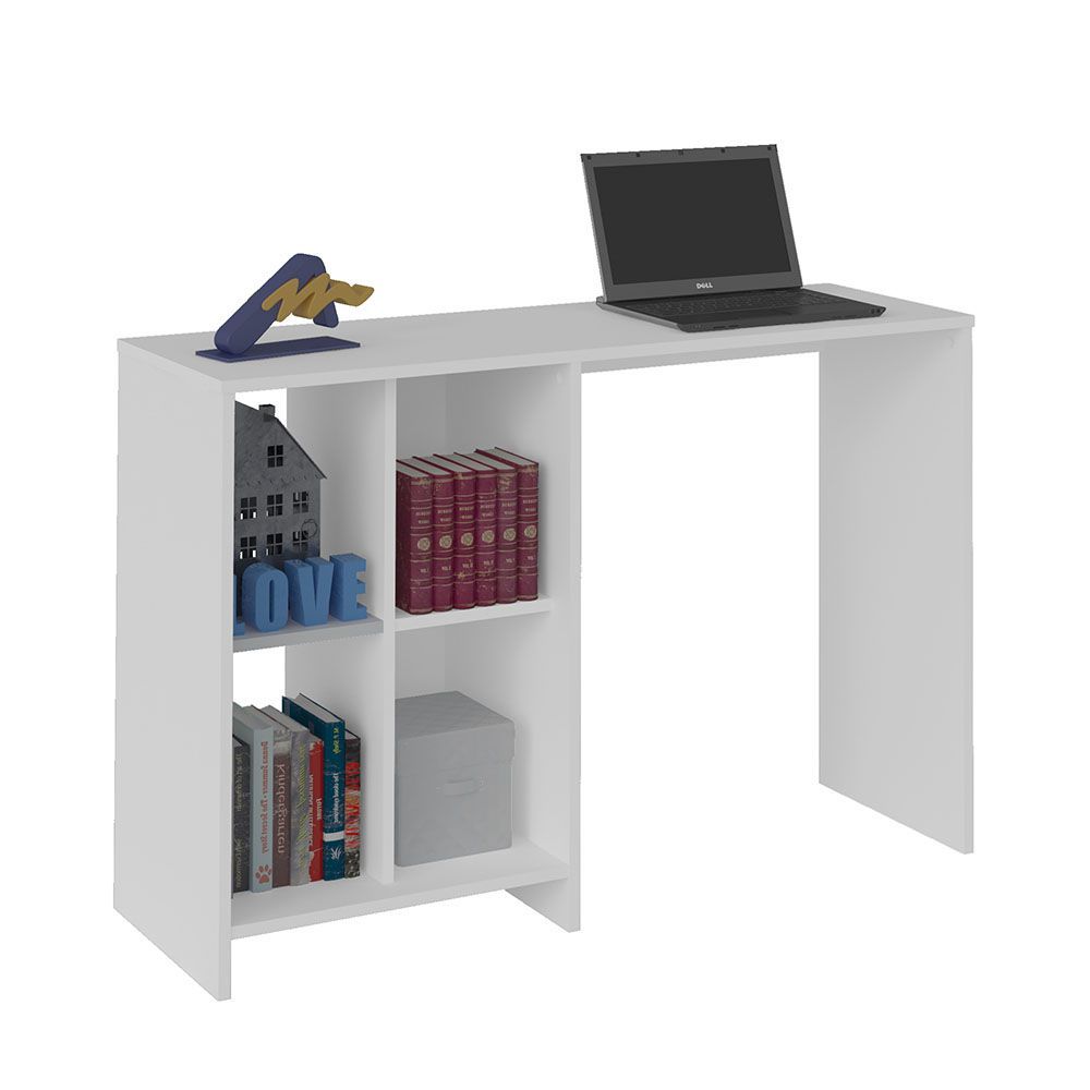 Encontraproduto.com.br - Escrivaninha / Mesa para Notebook Matrix Branco e 4 Nichos - Artely