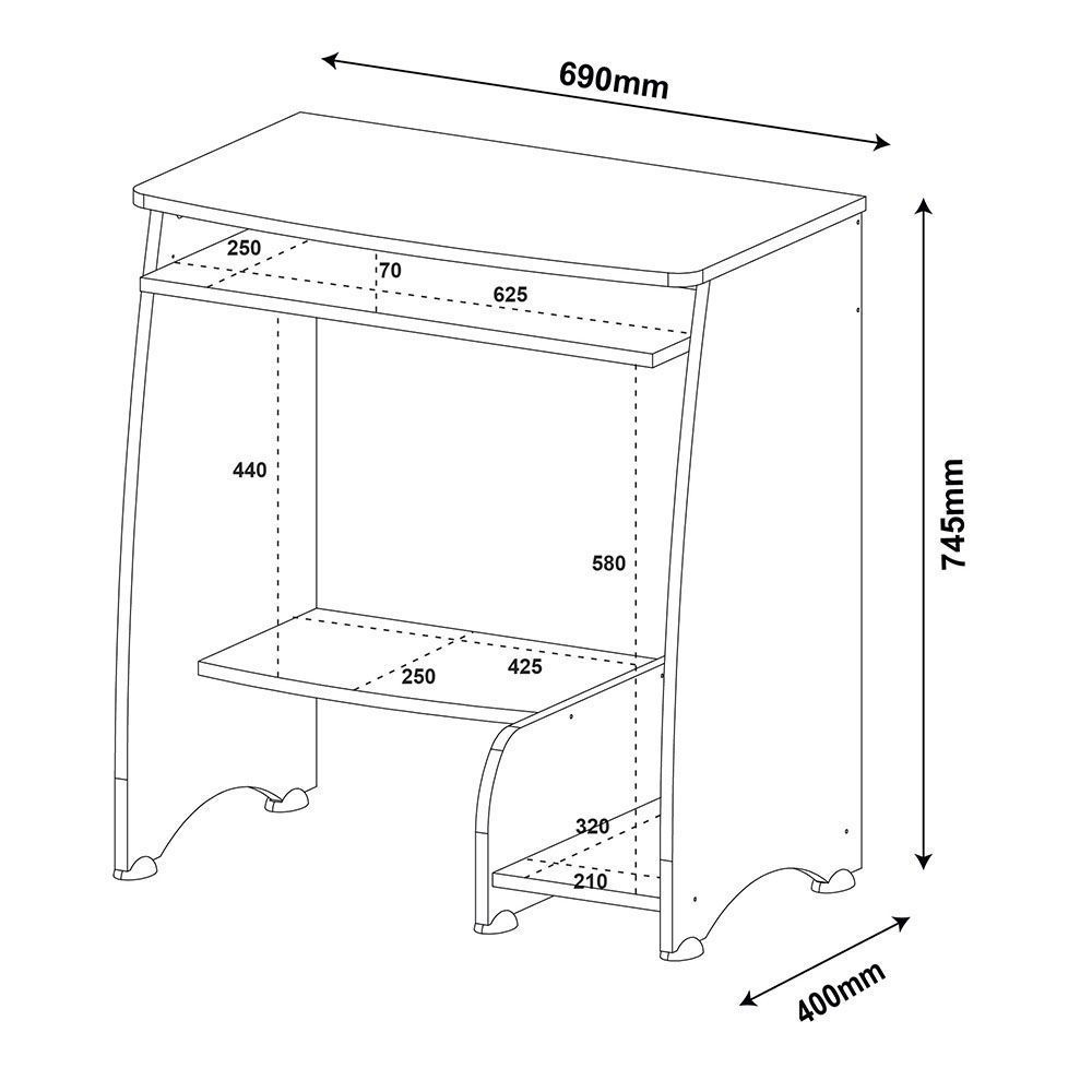 Encontraproduto.com.br - Escrivaninha/mesa para Computador Pixel Pinho com 03 Prateleiras - Artely