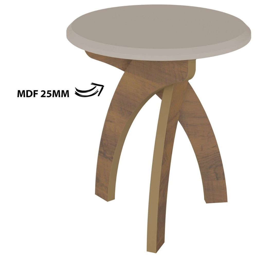 Encontraproduto.com.br - Mesa Redonda De Apoio Lateral E Cabeceira Jade Off White / Pinho