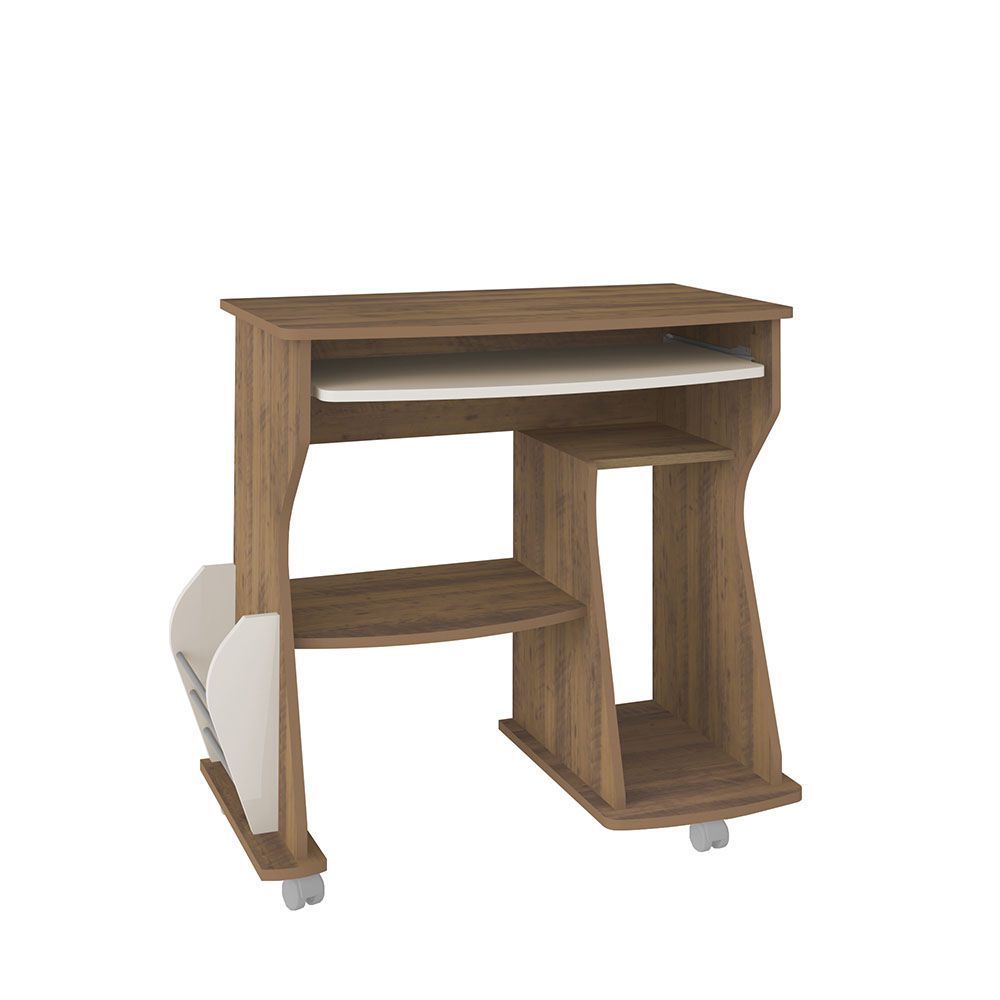 Encontraproduto.com.br - Escrivaninha/mesa para Computador 160 Pinho com Off White e Porta-revista Lateral - Artely
