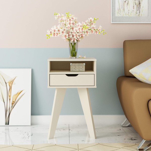 Mesa de Apoio 1 Gaveta e Nicho Artely Vip Cor Off White