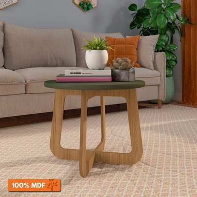 Mesa De Centro Jasmin Off White/carvalho - Artely Móveis