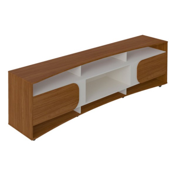 Rack Artely Mercury com 2 Portas e 1 Gaveta, 200 cm de Largura, Ideal para TV de até 75” Carvalho/Grafite