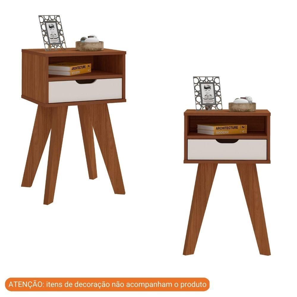 Encontraproduto.com.br - Mesa de Apoio Vip Artely Bistrô com Gaveta - Cedro/Off White