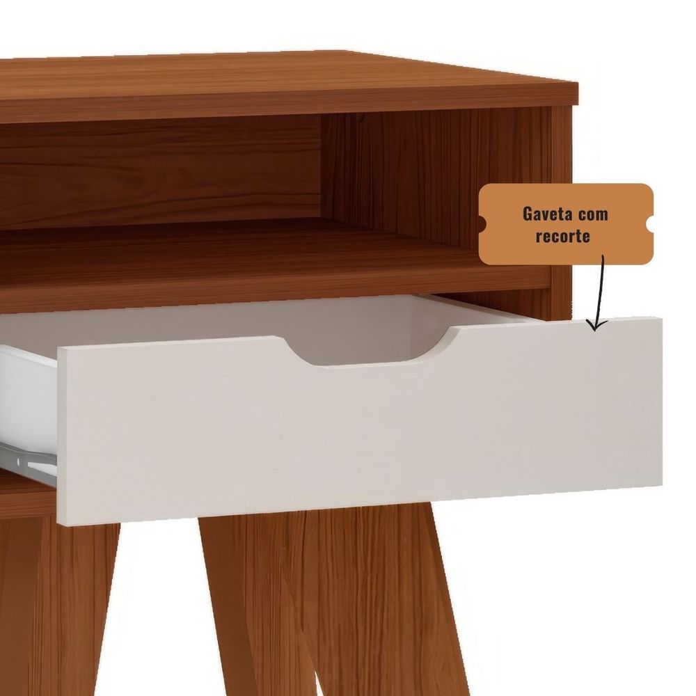Encontraproduto.com.br - Mesa de Apoio Vip Artely Bistrô com Gaveta - Cedro/Off White