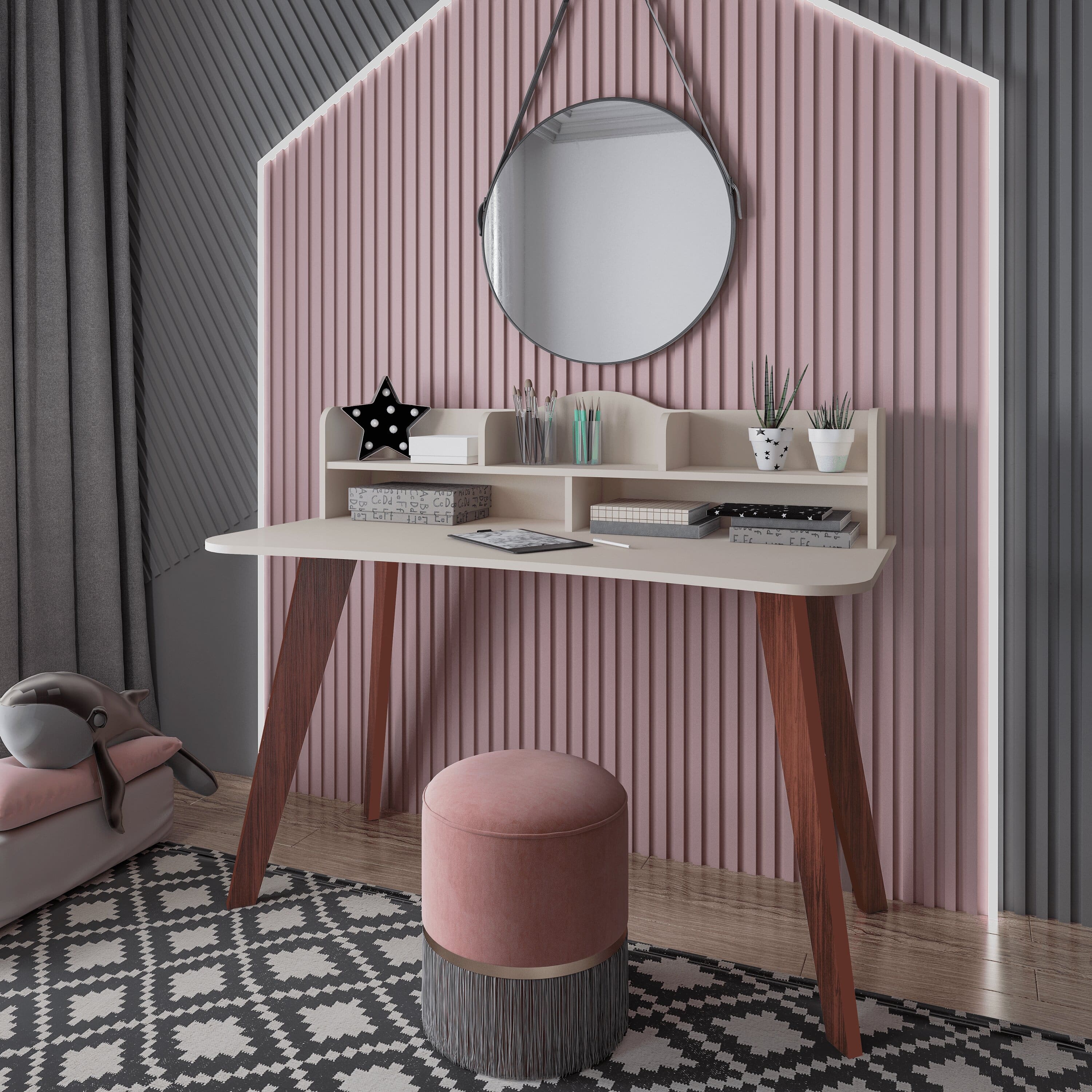Encontraproduto.com.br - Escrivaninha Artely Sofia Cor Off White Com Cedro