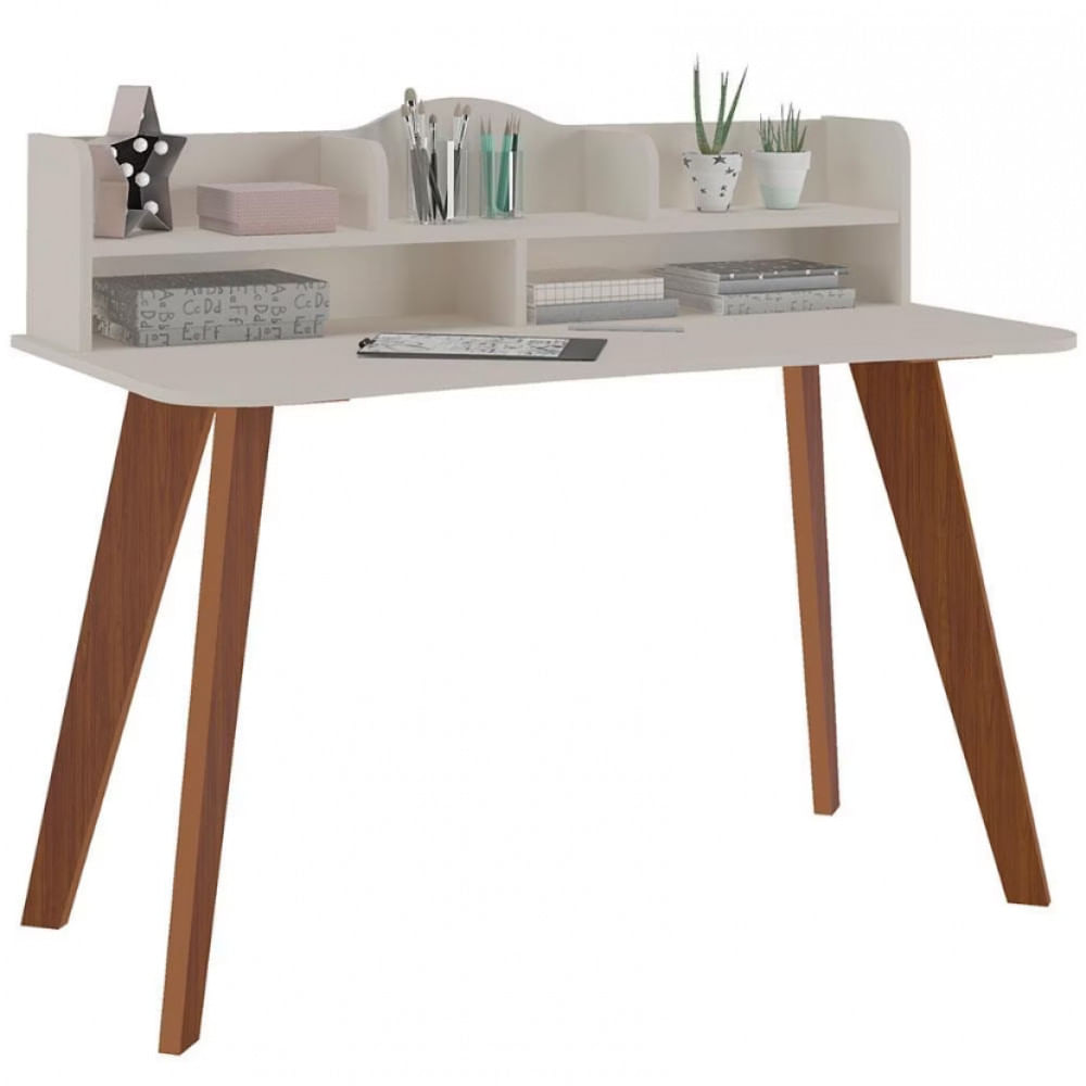 Encontraproduto.com.br - Escrivaninha Artely Sofia Cor Off White Com Cedro