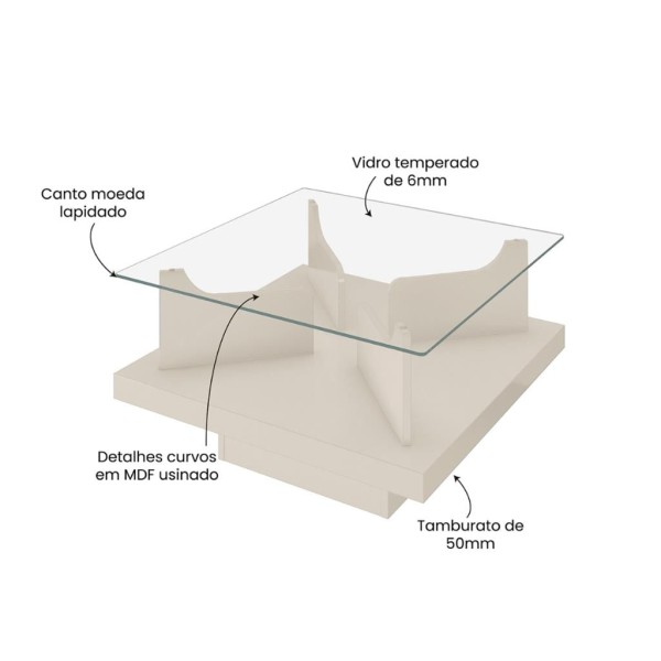 Encontraproduto.com.br - Mesa de Centro Quadrada 70cm Clear Artely