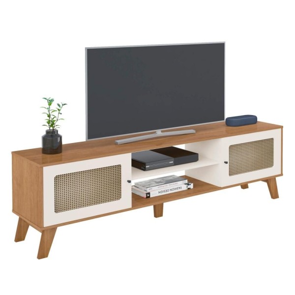 Encontraproduto.com.br - Rack Para Tv Até 70 Charlotte Cinamomo/off White Artely Cinamomo/off White