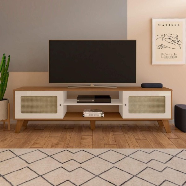 Encontraproduto.com.br - Rack Para Tv Até 70 Charlotte Cinamomo/off White Artely Cinamomo/off White