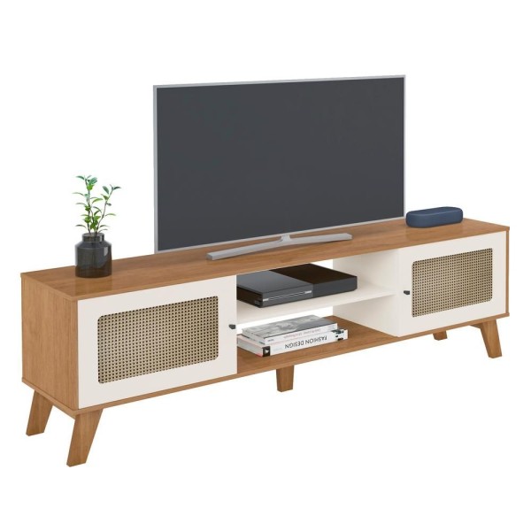 Encontraproduto.com.br - Rack Para Tv Até 70 Charlotte Cinamomo/off White Artely Cinamomo/off White