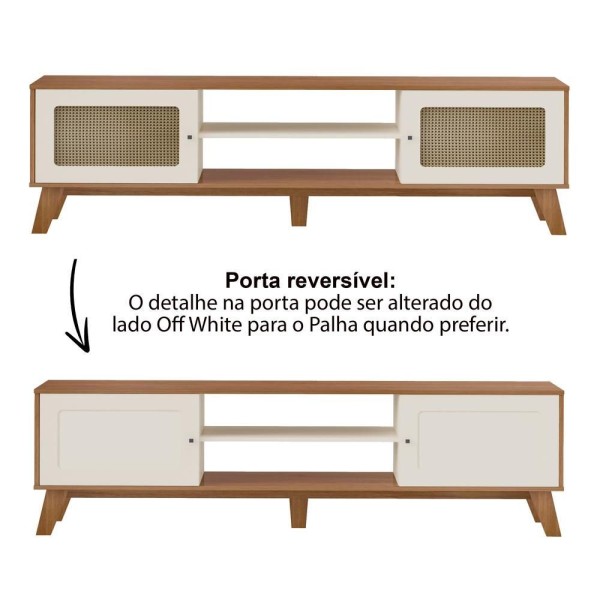 Encontraproduto.com.br - Rack Para Tv Até 70 Charlotte Cinamomo/off White Artely Cinamomo/off White