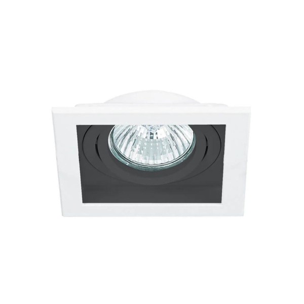 Spot De Embutir Quadrado Modular Branco Com Preto Para 1 Lâmpada Mini Dicróica Dirigível Recuado Bella