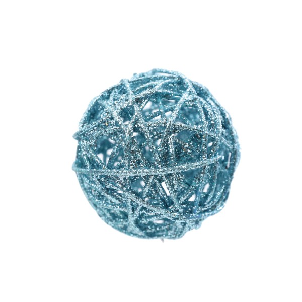 Encontraproduto.com.br - Bola Natalina De Rattan Com Glitter 7cm Jg 6 Unid