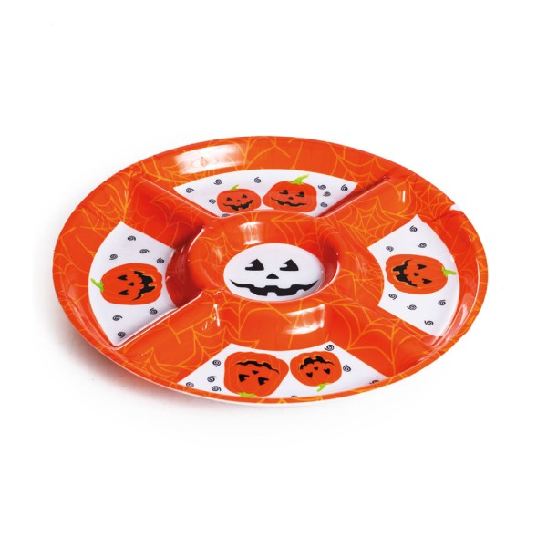Encontraproduto.com.br - Petisqueira Halloween Cromus C/5 Compartimentos Abóboras