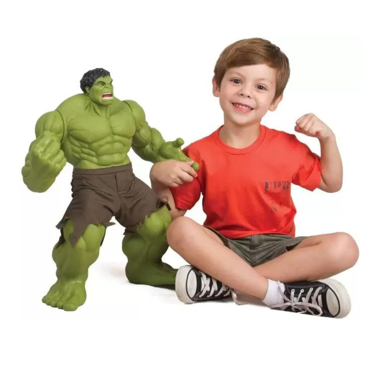 Encontraproduto.com.br - Boneco Articulado Grande Marvel - Hulk Premium Verde - 50cm - MIMO
