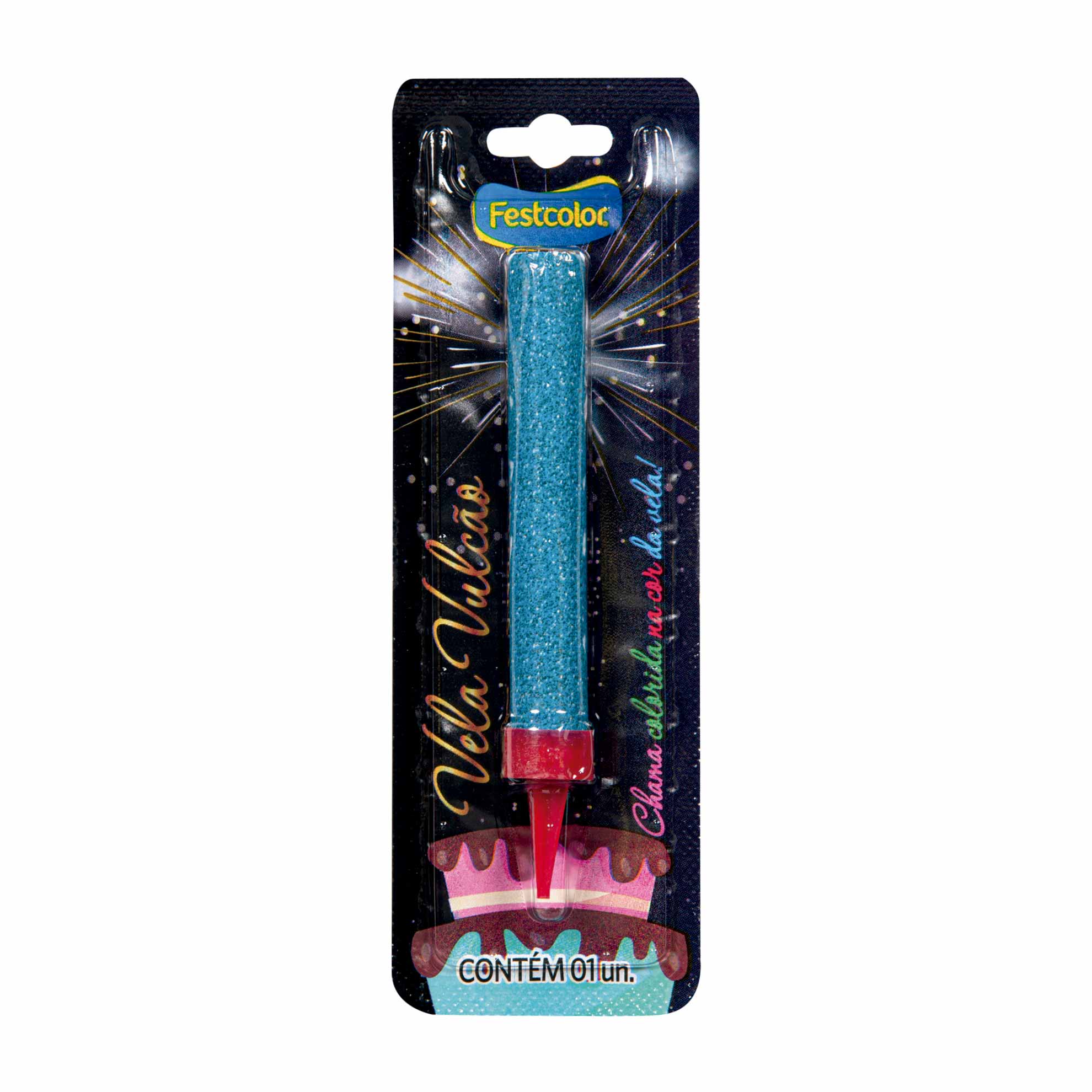 Encontraproduto.com.br - Vela Vulcão Festcolor Azul (MP)