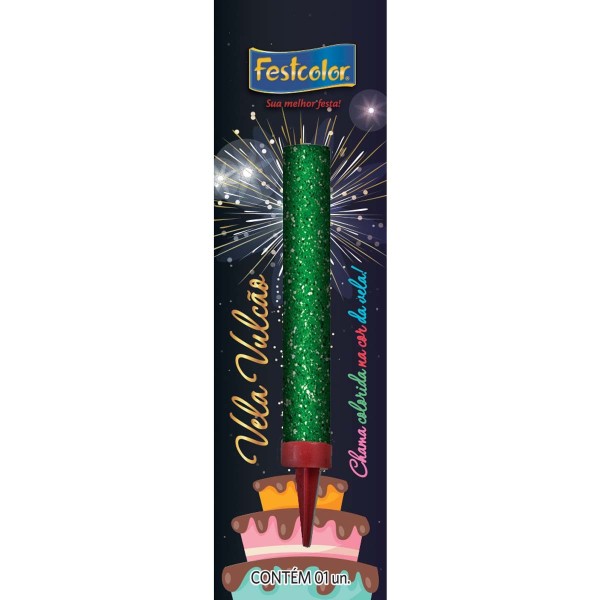 Encontraproduto.com.br - Vela Vulcão Festcolor Verde (MP)