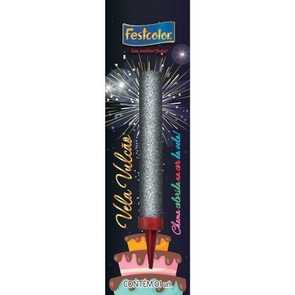 Encontraproduto.com.br - Vela Vulcão Festcolor Prata (MP)