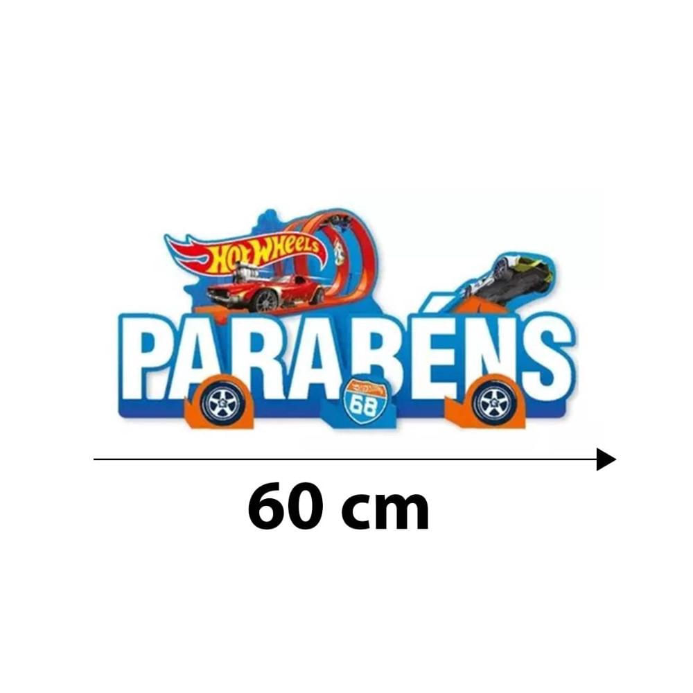 Encontraproduto.com.br - Faixa Parabéns Hot Wheels Decoração Festa de Aniversário Infantil