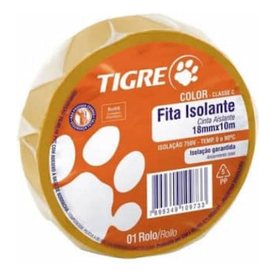 Fita Isolante Tigre Color Amarelo 10m Tigre