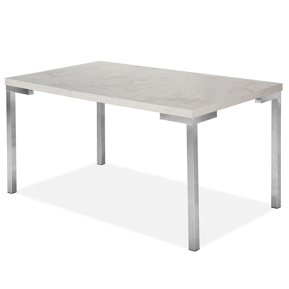 Mesa De Jantar Aço Nobre 0388 Kansas Cromado Com Bianco